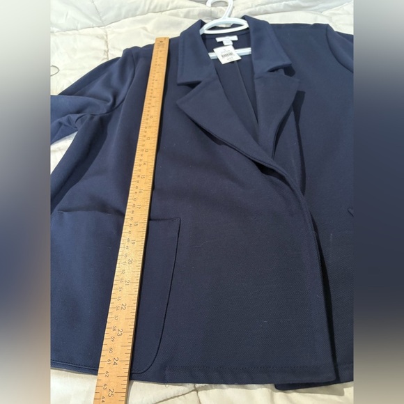J. Jill NWT size large navy blue blazer jacket textured with stretch - Picture 5 of 10
